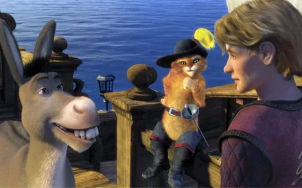 Puss in Boots Donkey (Shrek) movie Shrek the Third HD Desktop Wallpaper | Background Image