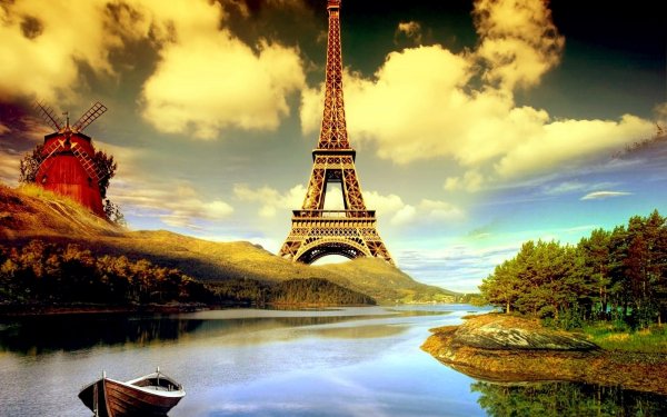 Fotografía Manipulación París Francia Monumento Pintoresco Torre Eiffel Fondo de pantalla HD | Fondo de Escritorio
