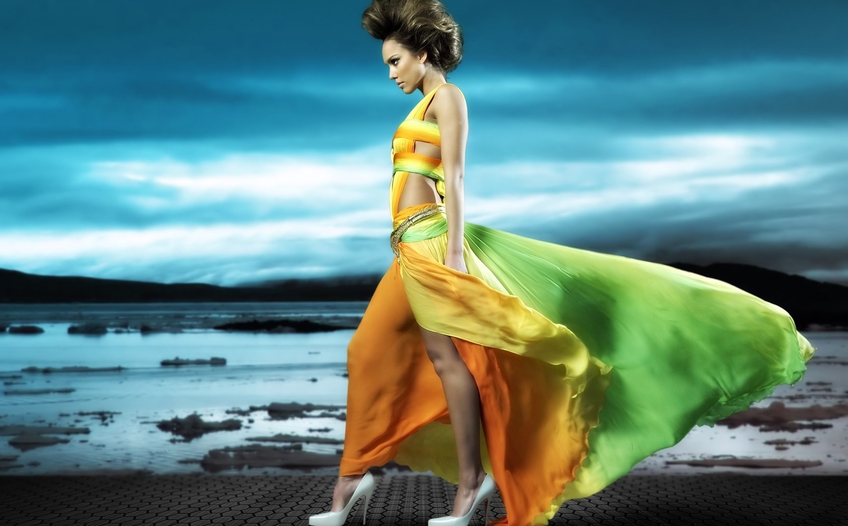 Jessica Alba in Stunning HD Wallpaper: Elegance by the Water