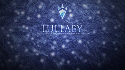 HD PC desktop wallpaper featuring a stylized icy paw print and the word Lullaby, inspired by The Legend of Zelda: Majora's Mask video game.