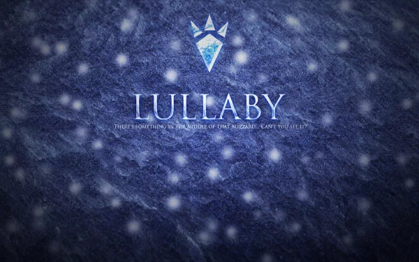 HD PC desktop wallpaper featuring a stylized icy paw print and the word Lullaby, inspired by The Legend of Zelda: Majora's Mask video game.