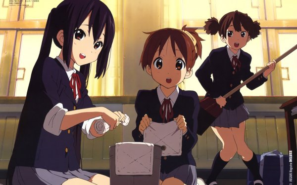 Anime K-On! Azusa Nakano Ui Hirasawa Jun Suzuki HD Wallpaper | Background Image