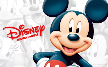 HD desktop wallpaper featuring a colorful cartoon image of Mickey Mouse with the Disney logo, tagged with cartoon, Mickey Mouse, movie, and Disney.