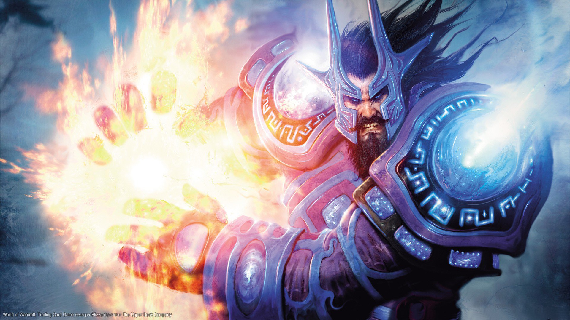 HD PC desktop wallpaper featuring a powerful mage casting spells from the video game World of Warcraft.
