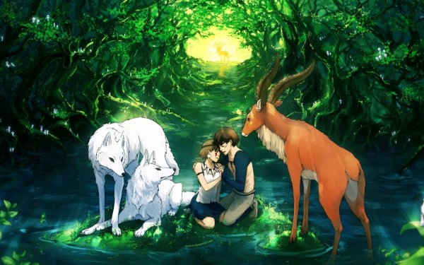 Anime Princess Mononoke Love Wolf Romantic HD Wallpaper | Background Image