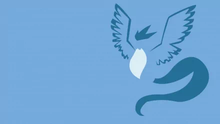 HD wallpaper featuring Articuno, the legendary Pokémon, depicted in a minimalist anime style. The background is a serene blue, highlighting this iconic Pokémon's grace and power.