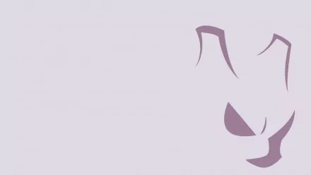 Minimalist HD desktop wallpaper featuring the iconic psychic Pokémon Mewtwo from the anime Pokémon series on a soft purple background.