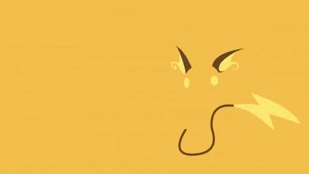 Minimalist HD wallpaper featuring the electric Pokémon, Raichu. The artwork presents an anime style with a simple, clean yellow background, highlighting Raichu's facial features and lightning bolt detail.