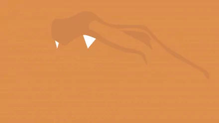 Minimalist HD PC desktop wallpaper/background featuring Charizard (Pokémon): an orange anime-style fire Pokémon silhouette with sharp white fangs.