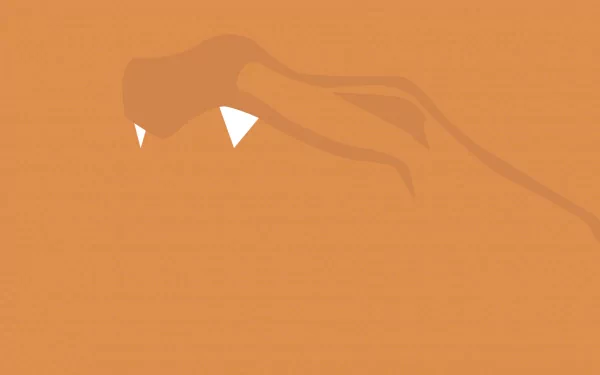 Minimalist HD PC desktop wallpaper/background featuring Charizard (Pokémon): an orange anime-style fire Pokémon silhouette with sharp white fangs.