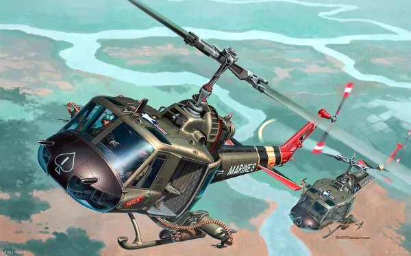 military Bell UH-1 Iroquois HD Desktop Wallpaper | Background Image