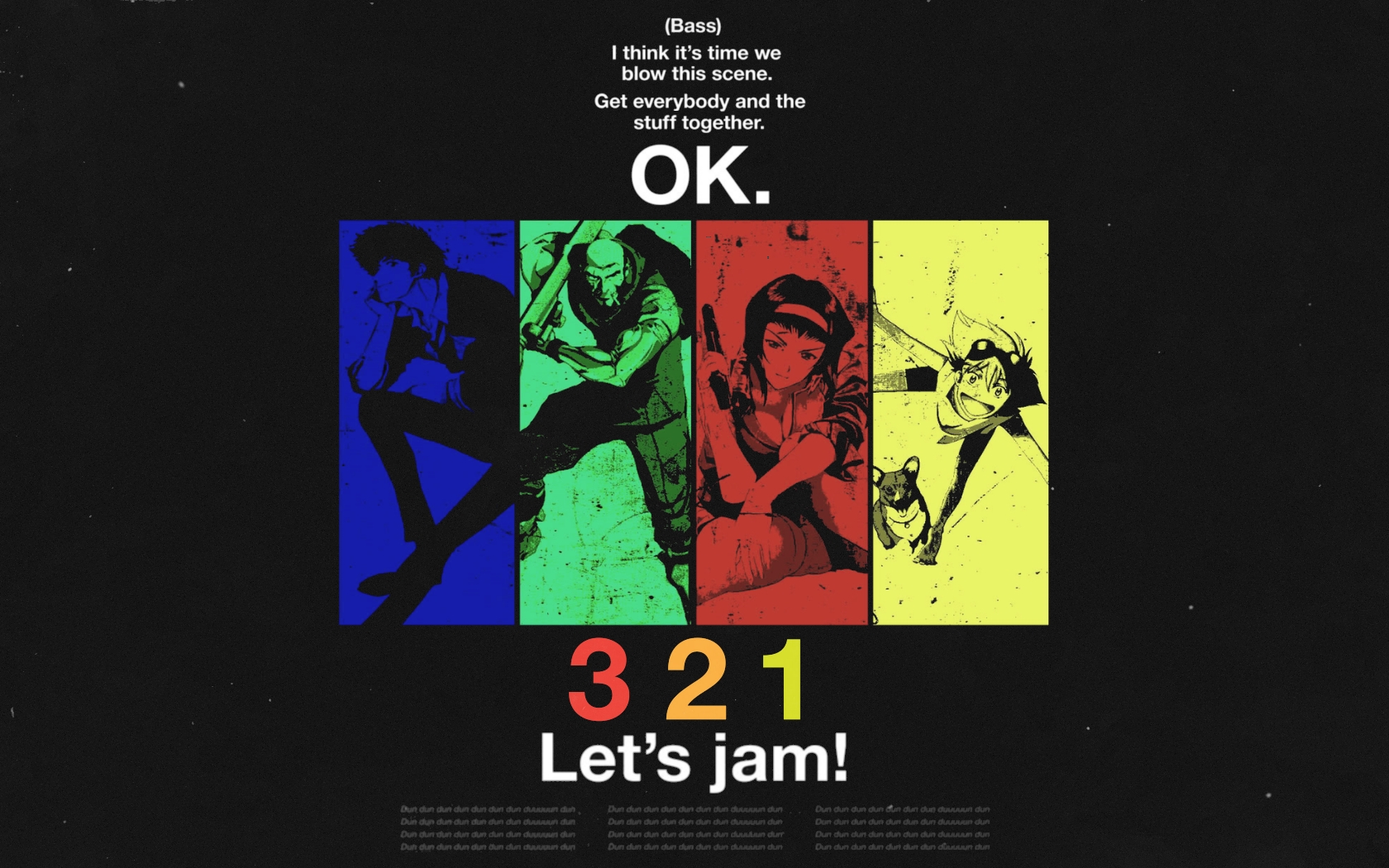 Cowboy Bebop HD: Iconic Anime Jam in Vivid Color Blocks