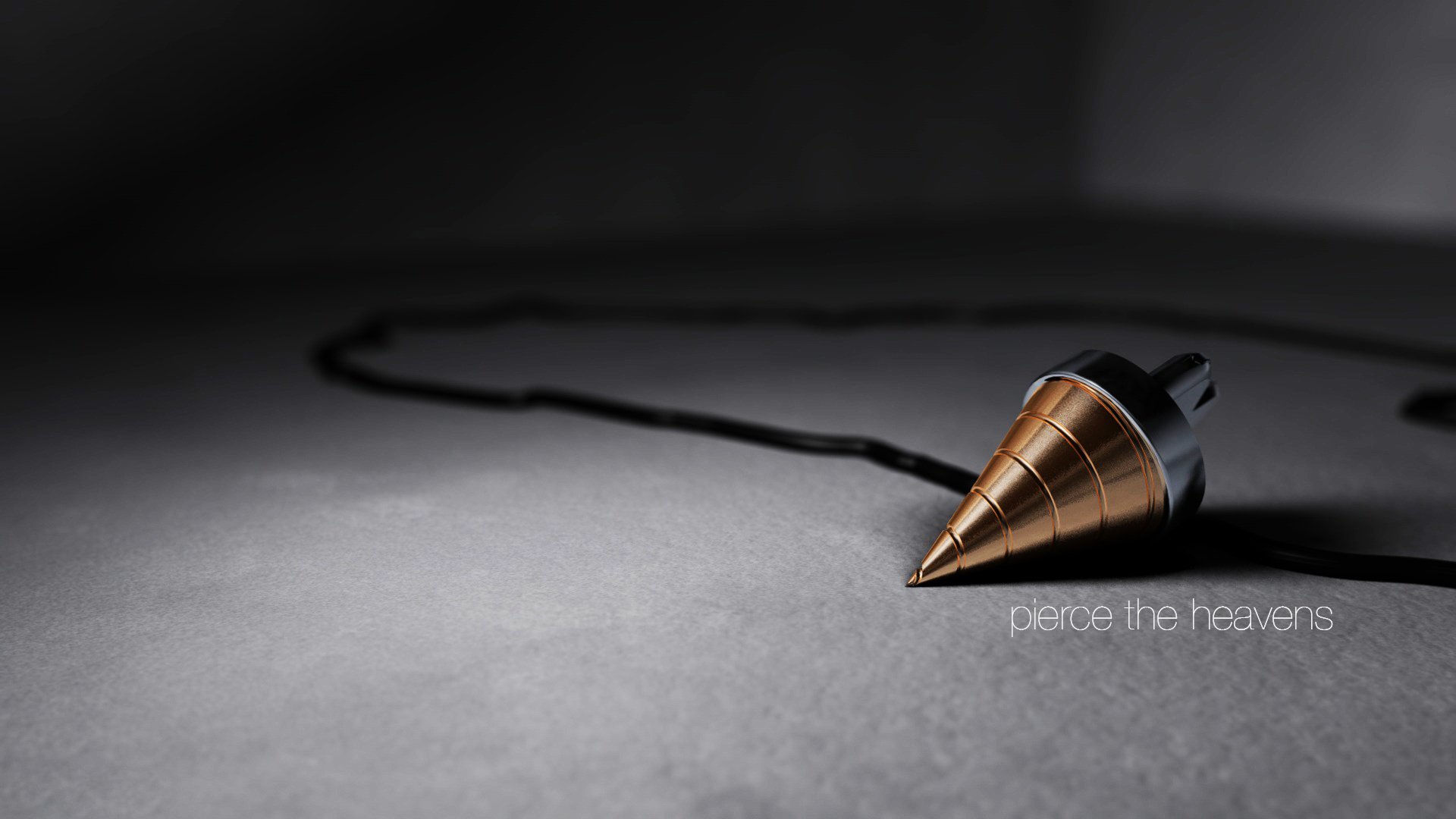 A detailed HD wallpaper featuring the iconic drill from Tengen Toppa Gurren Lagann, symbolizing determination and strength, set against a minimalist background.