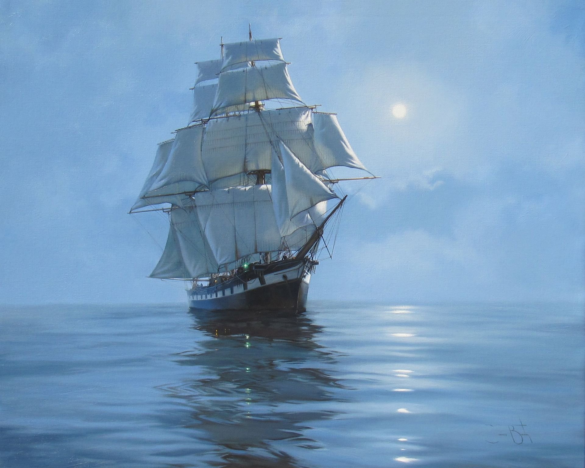 Корабль в море рисунок