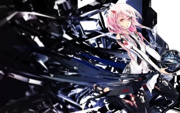 Anime-inspired HD wallpaper featuring a character from Guilty Crown, surrounded by dynamic black shards and glowing elements, showcasing a striking and vibrant aesthetic.