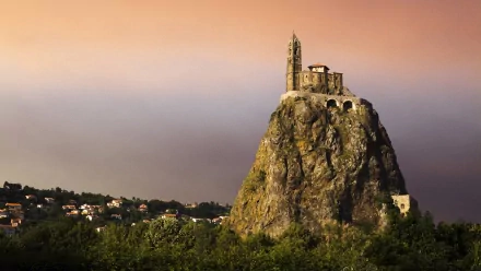 Rocher St. Michel D'Aiguilhe France religious chapel HD Desktop Wallpaper | Background Image