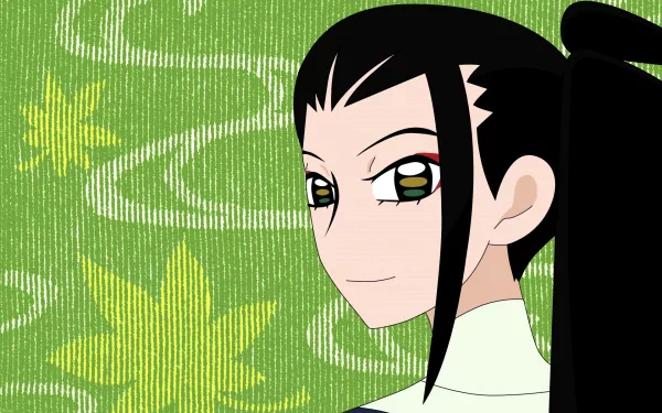 HD anime desktop wallpaper featuring a close-up of a Katanagatari character with dark hair and green eyes against a textured green background with floral patterns.