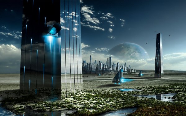 Ciencia ficción Ciudad Futurista Fondo de pantalla HD | Fondo de Escritorio