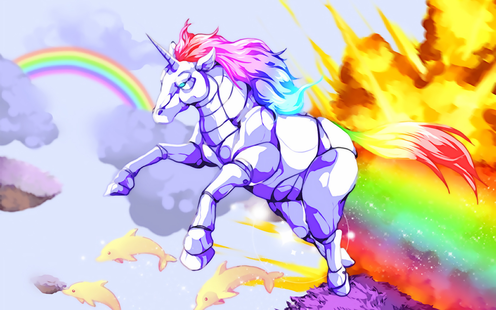 Video Game Robot Unicorn Attack HD Wallpaper | Background Image