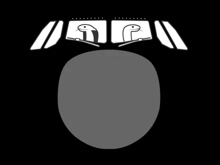 Minimalist HD desktop wallpaper featuring cartoon snakes as pilots viewed through a plane cockpit windshield, inspired by the movie Snakes on a Plane.