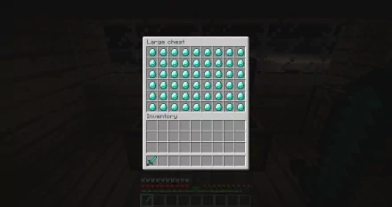 HD desktop wallpaper featuring an open large chest filled with stacks of diamonds in Minecraft, a video game developed by Mojang.