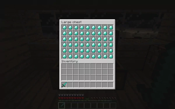 HD desktop wallpaper featuring an open large chest filled with stacks of diamonds in Minecraft, a video game developed by Mojang.