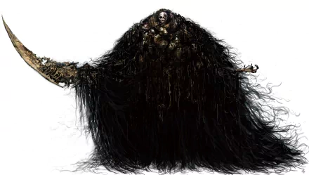 An HD wallpaper featuring Gravelord Nito from the video game Dark Souls, showcasing the character's dark, ghostly form with a scythe and flowing shadowy hair.