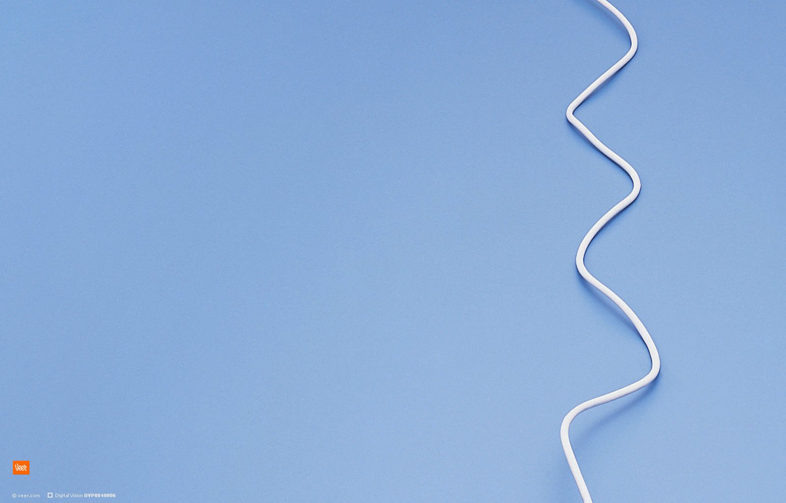 Blue artistic HD PC desktop wallpaper: minimalist light-blue background with a white coiled cable tracing a wavy line down the right side.