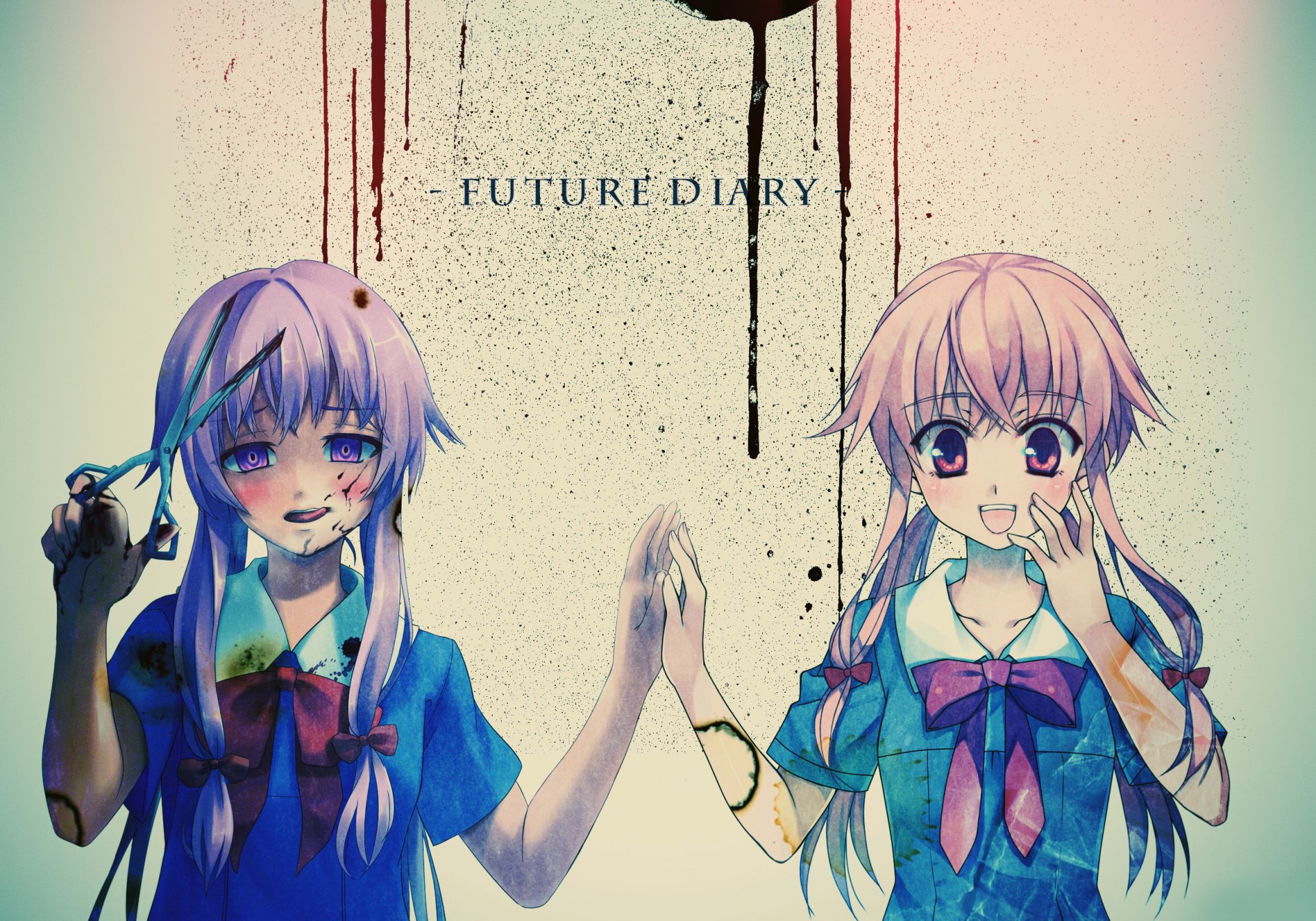 Download School Uniform Blood Yandere Pink Hair Future Diary Yuno Gasai Anime Mirai Nikki  HD Wallpaper