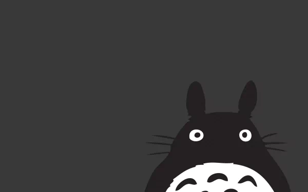 HD wallpaper featuring Totoro from My Neighbor Totoro, an iconic character from anime, set against a dark background for a stylish desktop design.