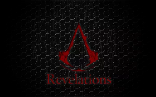 A 4K Ultra HD PC wallpaper featuring the hexagon pattern background with the red Assassin's Creed Revelations logo from the video game Assassin's Creed.
