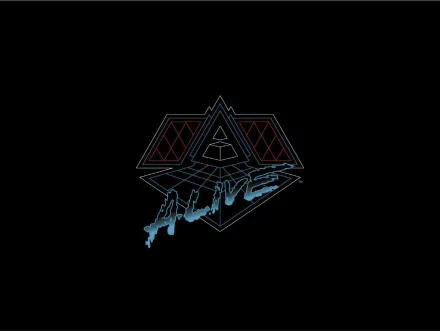 HD desktop wallpaper featuring Daft Punk's Alive graphic on a black background.