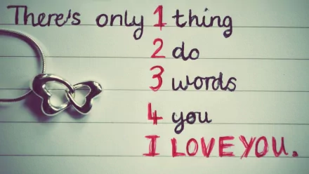 HD desktop wallpaper with an artistic theme of love. The image shows a butterfly ring and handwritten text saying, There’s only 1 thing 2 do 3 words 4 you I LOVE YOU.