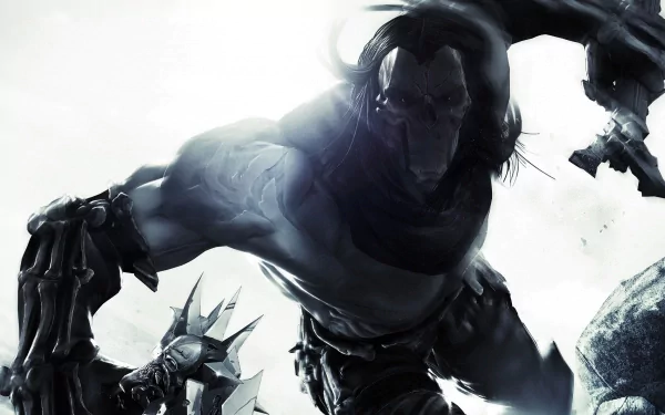 A high-definition desktop wallpaper featuring Death from the video game Darksiders II, showcasing intense action and detailed graphics.