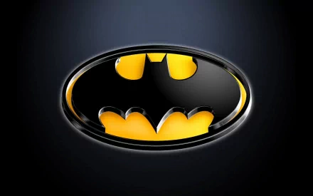 HD desktop wallpaper featuring the iconic Batman symbol from the comic series. The black bat emblem stands out against a vibrant yellow background, creating a striking and bold image.