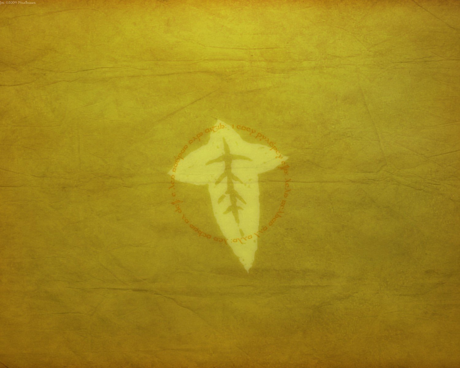 HD PC desktop wallpaper featuring the White Tree of Gondor emblem from the movie The Lord of the Rings, set against a textured golden background.