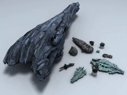 A highly detailed HD desktop wallpaper showcasing various spaceship models and structures from the video game EVE Online, featuring a textured backdrop for an immersive look.