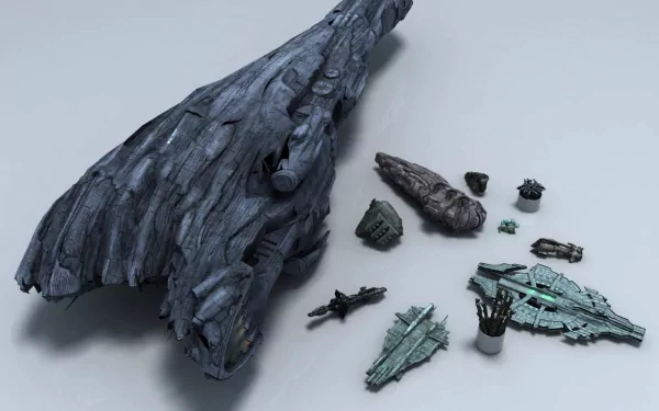 A highly detailed HD desktop wallpaper showcasing various spaceship models and structures from the video game EVE Online, featuring a textured backdrop for an immersive look.