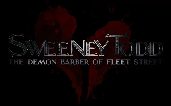 Dark HD wallpaper featuring the title Sweeney Todd: The Demon Barber of Fleet Street in a striking design, embodying the theatrical essence of the film's concert adaptation.