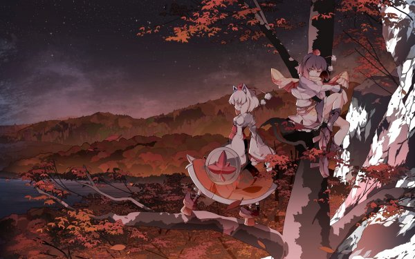Anime Touhou Momiji Inubashiri Aya Shameimaru HD Wallpaper | Background Image