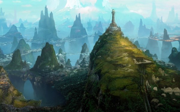 Fantasy Landscape City Building HD Wallpaper | Background Image