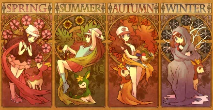 May (Pokémon) Green (Pokémon) Dawn (Pokémon) Deerling (Pokémon) Anime Pokémon HD Desktop Wallpaper | Background Image