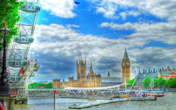 Photographie Imagerie à grande gamme dynamique Londres Thames Angleterre Ville Rivière Big Ben Eau London Eye Fond d'écran HD | Image