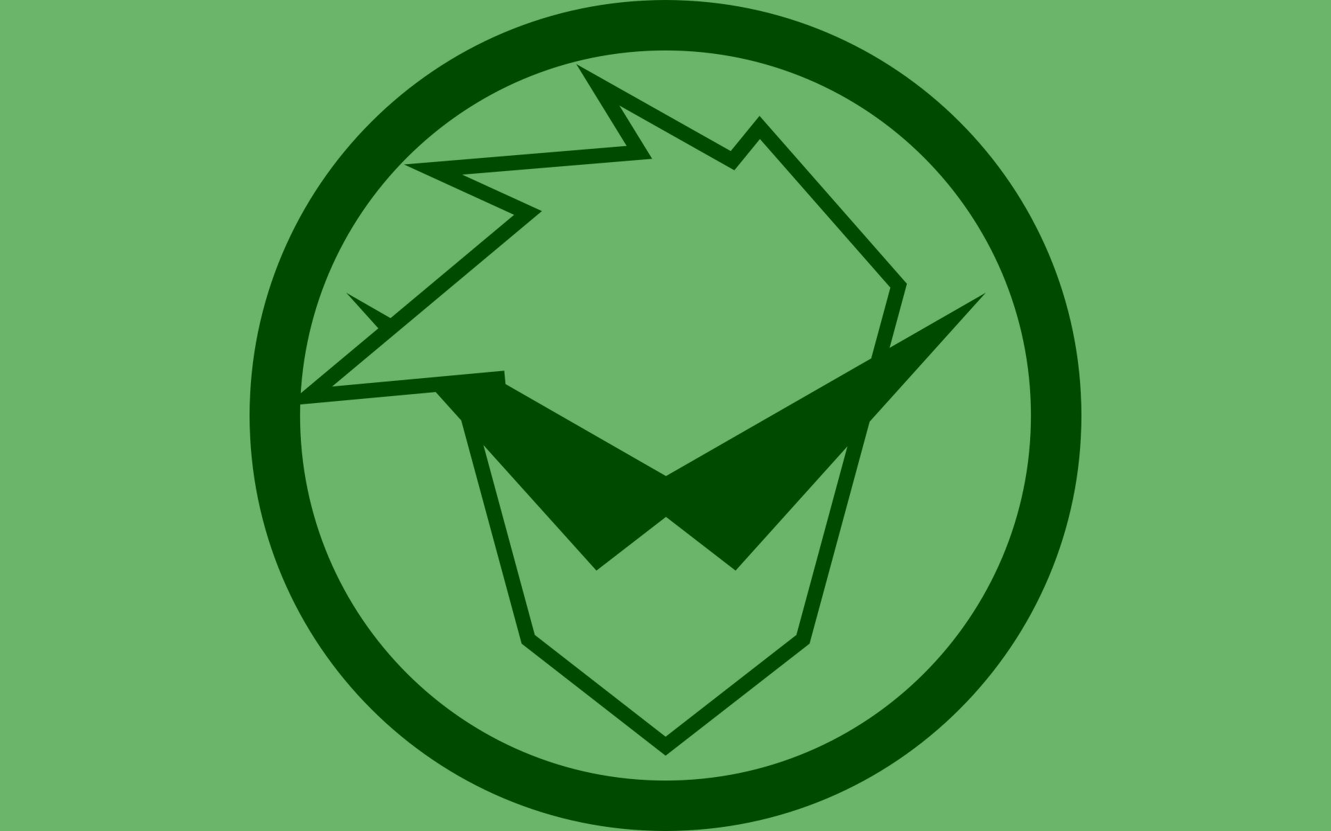 Tengen Toppa Gurren Lagann anime emblem: angular face with signature sunglasses in dark green circle on light green background — 4K Ultra HD PC desktop wallpaper/background.