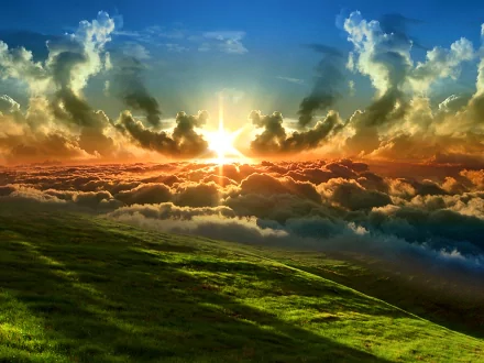 sky cloud grass sun nature sunset HD Desktop Wallpaper | Background Image