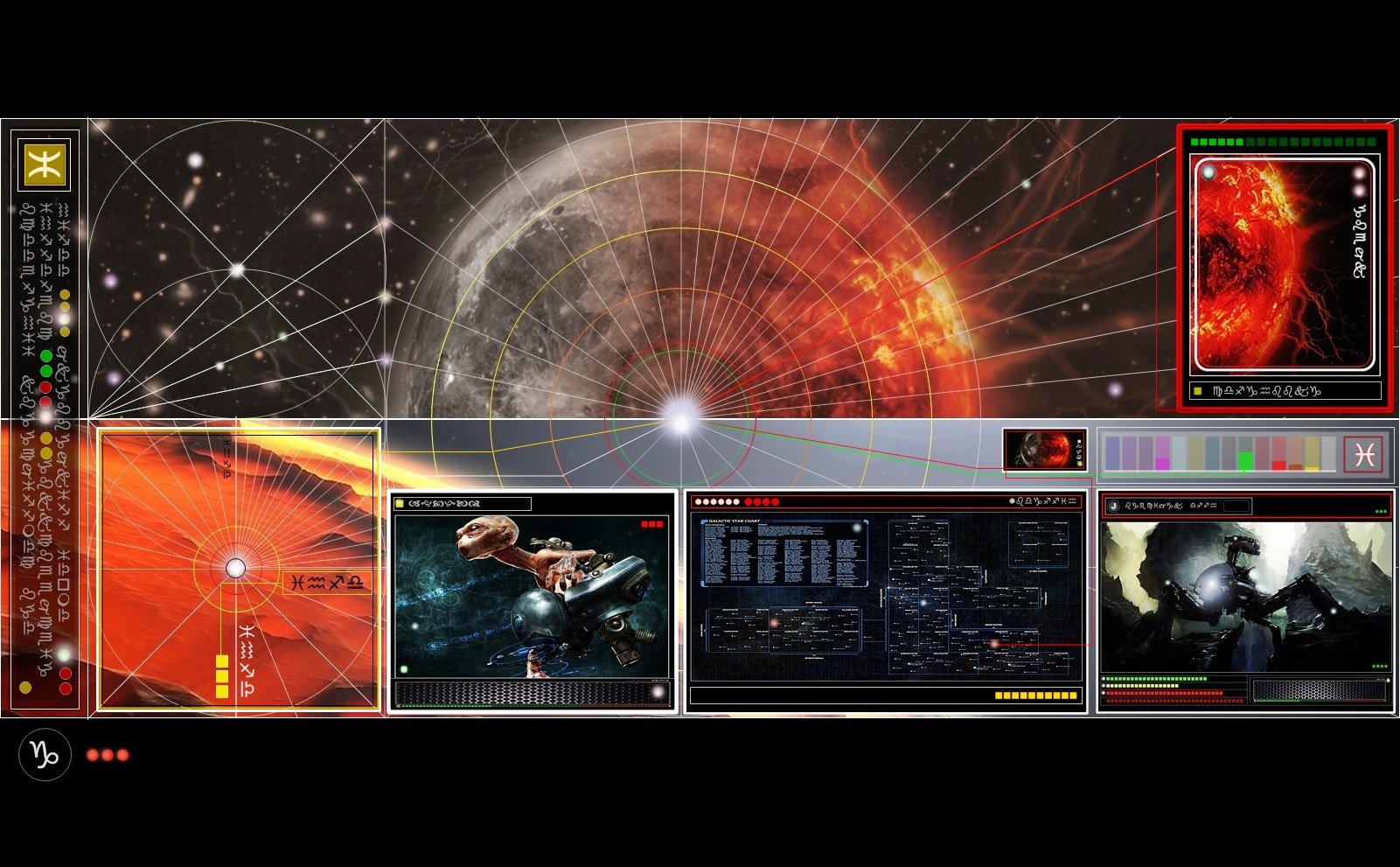 A vibrant sci-fi artistic depiction featuring a cosmic landscape, starship, and digital interfaces, designed as an HD desktop wallpaper for immersive backgrounds.