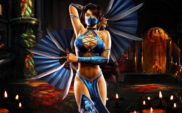 Videojuego Mortal Kombat Vela Fan Arma Mascara Azul Brown Hair Fondo de pantalla HD | Fondo de Escritorio