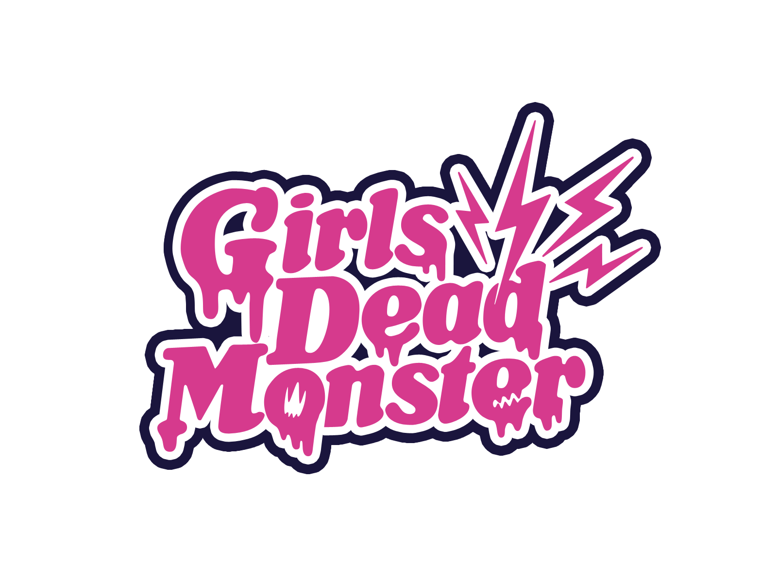 An HD wallpaper featuring elements from Tokyo Ghoul:re and Angel Beats!, highlighting the vibrant logo of Girls Dead Monster with striking visuals.