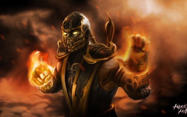 Videojuego Mortal Kombat Fuego Guerrero Scorpion Fondo de pantalla HD | Fondo de Escritorio
