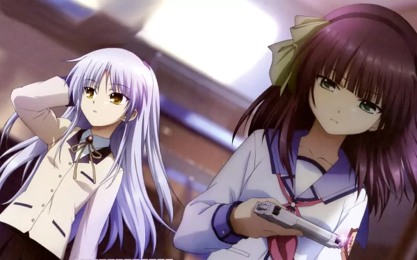 Yuri Nakamura and Kanade Tachibana from Angel Beats! depicted in a vibrant HD wallpaper, showcasing their dynamic characters in a captivating anime scene.